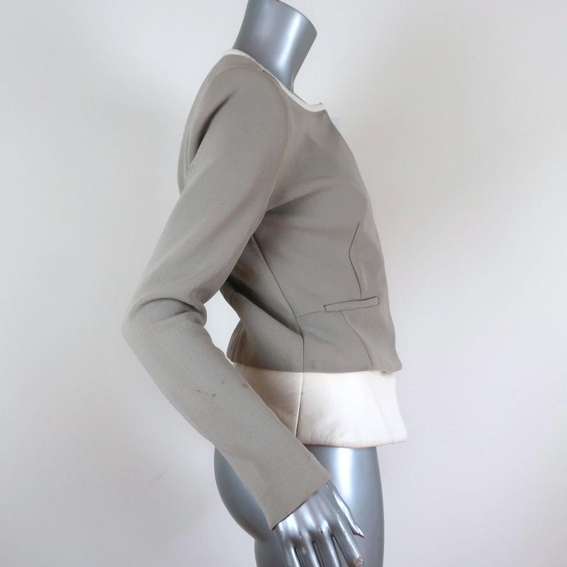 IRO Peplum Jacket Clyde Light Gray Stretch &amp; White Leather Size 36 available at CelebrityOwned.com img_5