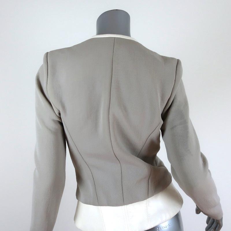 IRO Peplum Jacket Clyde Light Gray Stretch &amp; White Leather Size 36 available at CelebrityOwned.com img_7