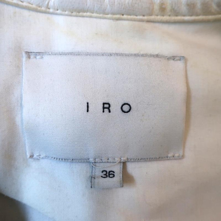 IRO Peplum Jacket Clyde Light Gray Stretch &amp; White Leather Size 36 available at CelebrityOwned.com img_8