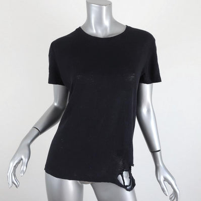 IRO Poppy Tee Black Distressed Linen Size Small Short Sleeve Top available at CelebrityOwned.com img_1