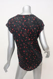 IRO Tee Fusia Black/Red Floral Print Linen Size Medium Cap Sleeve Top available at CelebrityOwned.com img_5
