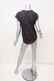 IRO Tee Fusia Black/Red Floral Print Linen Size Medium Cap Sleeve Top available at CelebrityOwned.com img_7