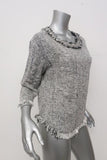 IRO Top Bardy White/Black Frayed Boucle Tweed Size 36 available at CelebrityOwned.com img_4