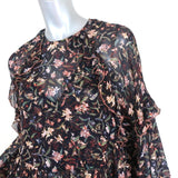 IRO Top Bow Black Floral Print Ruffled Crepe Size 34 Long Sleeve Blouse available at CelebrityOwned.com img_3