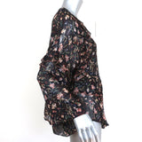 IRO Top Bow Black Floral Print Ruffled Crepe Size 34 Long Sleeve Blouse available at CelebrityOwned.com img_4