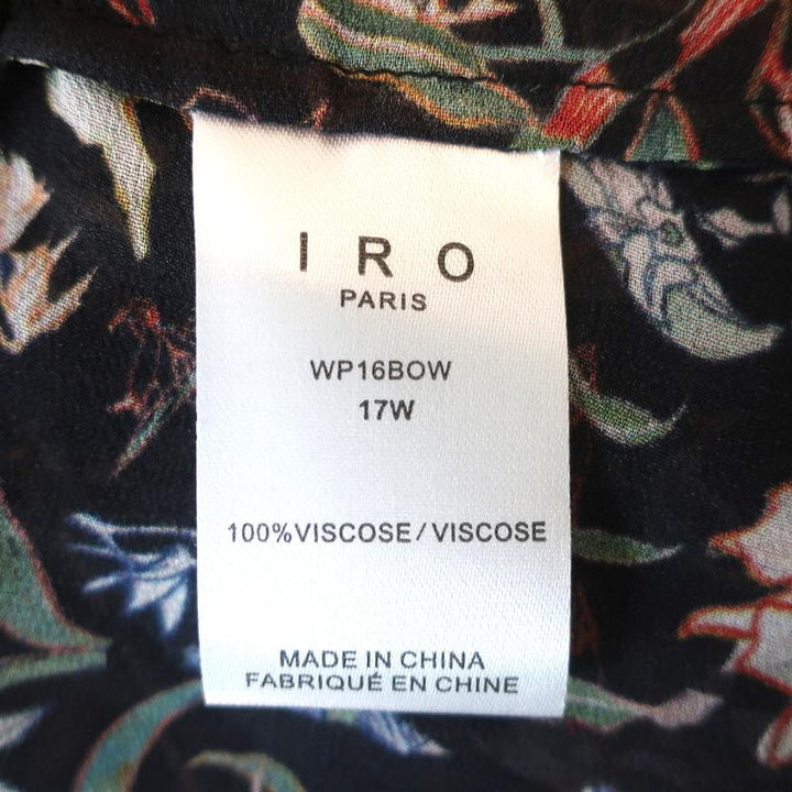 IRO Top Bow Black Floral Print Ruffled Crepe Size 34 Long Sleeve Blouse available at CelebrityOwned.com img_7