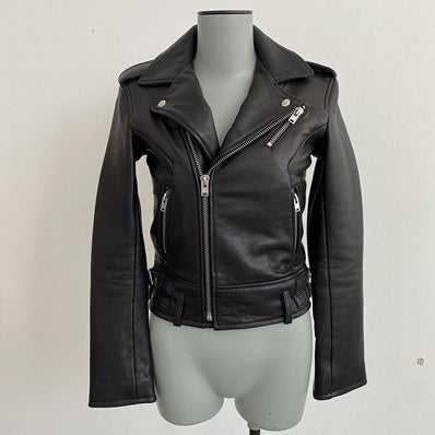 IRO x Barneys NY Chayama Leather Motorcycle Jacket Black Size 34 available at CelebrityOwned.com img_1