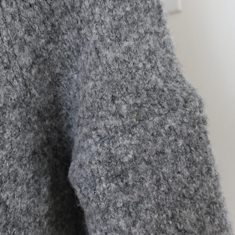 Inhabit Cowl Neck Sweater Gray Wool Boucle Knit Size Petite Half-Sleeve Pullover-img_[image_position} from CelebrityOwned.com
