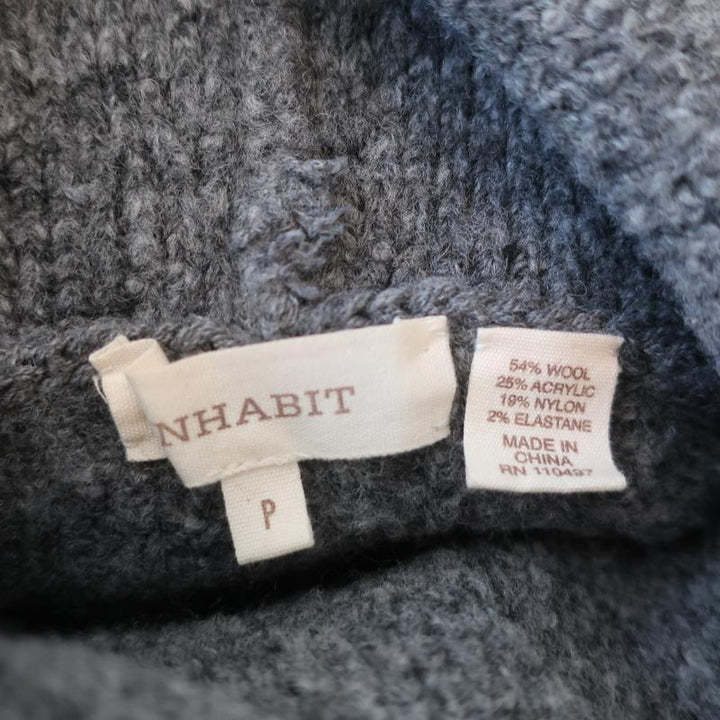 Inhabit Cowl Neck Sweater Gray Wool Boucle Knit Size Petite Half-Sleeve Pullover-img_[image_position} from CelebrityOwned.com