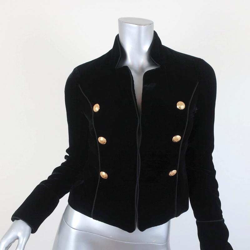 Intermix Gardot Velvet Military Jacket Black Size Petite available at CelebrityOwned.com img_1