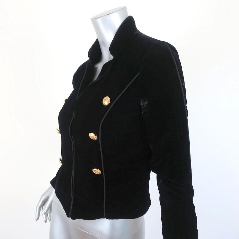 Intermix Gardot Velvet Military Jacket Black Size Petite available at CelebrityOwned.com img_2