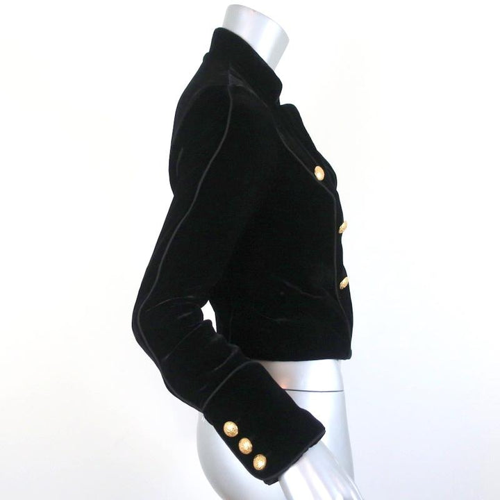 Intermix Gardot Velvet Military Jacket Black Size Petite available at CelebrityOwned.com img_4