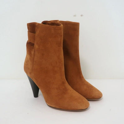Isabel Marant Ankle Boots Lystal Cognac Suede Size 37 High Heel NEW available at CelebrityOwned.com img_1