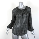 Isabel Marant Blouse Black Printed Silk Chiffon Size 34 Long Sleeve Top available at CelebrityOwned.com img_1
