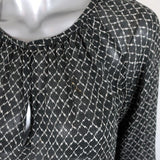 Isabel Marant Blouse Black Printed Silk Chiffon Size 34 Long Sleeve Top available at CelebrityOwned.com img_2