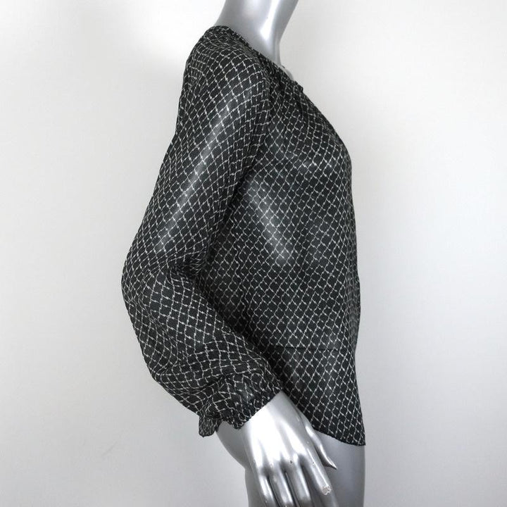 Isabel Marant Blouse Black Printed Silk Chiffon Size 34 Long Sleeve Top available at CelebrityOwned.com img_5