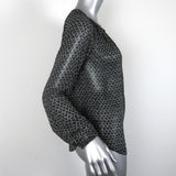 Isabel Marant Blouse Black Printed Silk Chiffon Size 34 Long Sleeve Top available at CelebrityOwned.com img_5