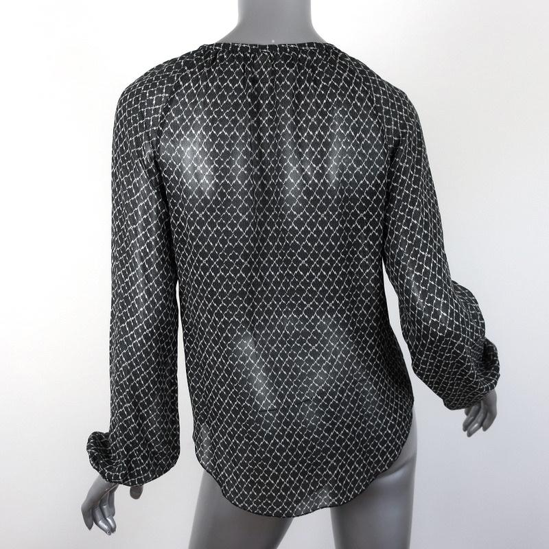 Isabel Marant Blouse Black Printed Silk Chiffon Size 34 Long Sleeve Top available at CelebrityOwned.com img_6