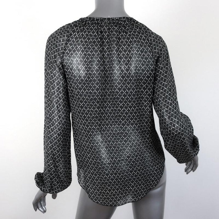 Isabel Marant Blouse Black Printed Silk Chiffon Size 34 Long Sleeve Top available at CelebrityOwned.com img_6