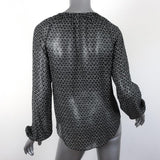 Isabel Marant Blouse Black Printed Silk Chiffon Size 34 Long Sleeve Top available at CelebrityOwned.com img_6