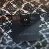 Isabel Marant Blouse Black Printed Silk Chiffon Size 34 Long Sleeve Top available at CelebrityOwned.com img_8