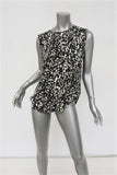 Isabel Marant Blouse Moss White/Black Leopard Print Silk Size 42 Sleeveless Top available at CelebrityOwned.com img_1