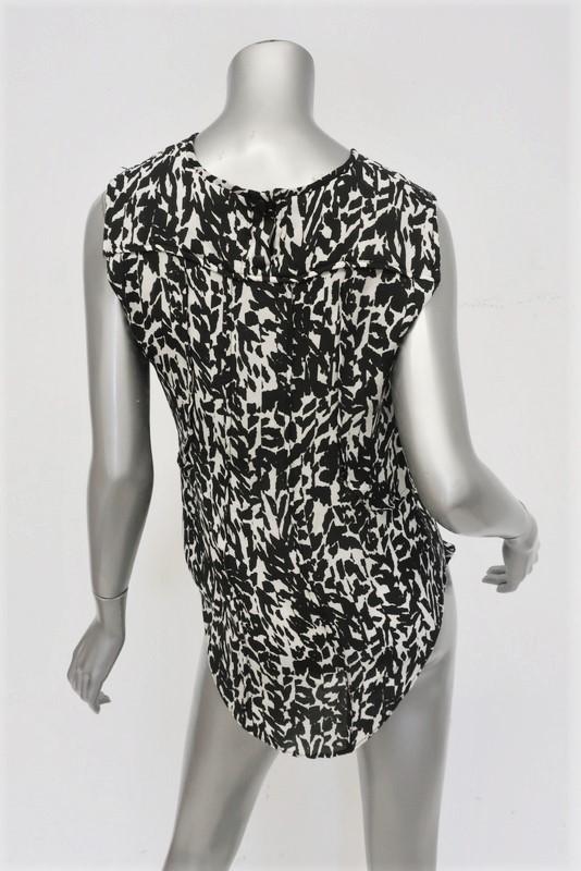 Isabel Marant Blouse Moss White/Black Leopard Print Silk Size 42 Sleeveless Top available at CelebrityOwned.com img_5