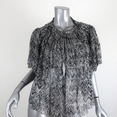 Isabel Marant Blouse Myriam Black/White Chevron Print Pleated Chiffon Size 36 available at CelebrityOwned.com img_1