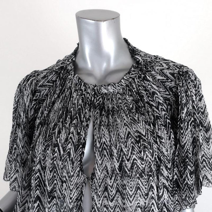 Isabel Marant Blouse Myriam Black/White Chevron Print Pleated Chiffon Size 36 available at CelebrityOwned.com img_2