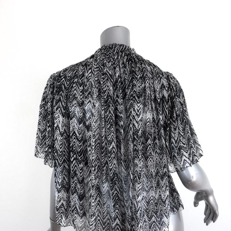Isabel Marant Blouse Myriam Black/White Chevron Print Pleated Chiffon Size 36 available at CelebrityOwned.com img_5