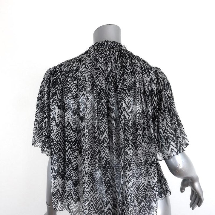 Isabel Marant Blouse Myriam Black/White Chevron Print Pleated Chiffon Size 36 available at CelebrityOwned.com img_5
