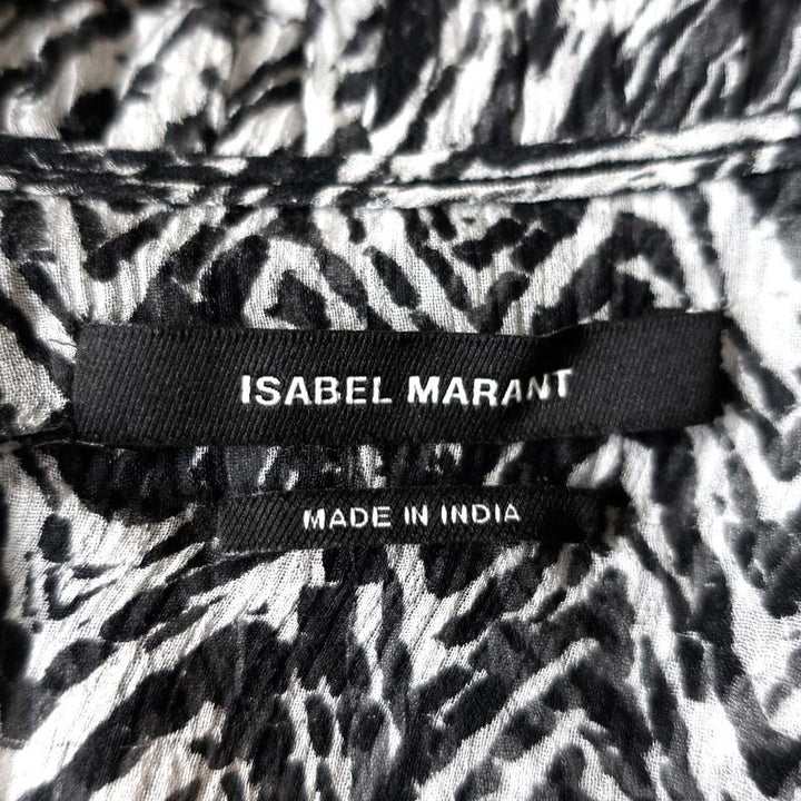Isabel Marant Blouse Myriam Black/White Chevron Print Pleated Chiffon Size 36 available at CelebrityOwned.com img_6