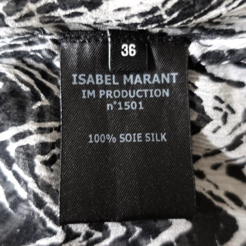 Isabel Marant Blouse Myriam Black/White Chevron Print Pleated Chiffon Size 36 available at CelebrityOwned.com img_7