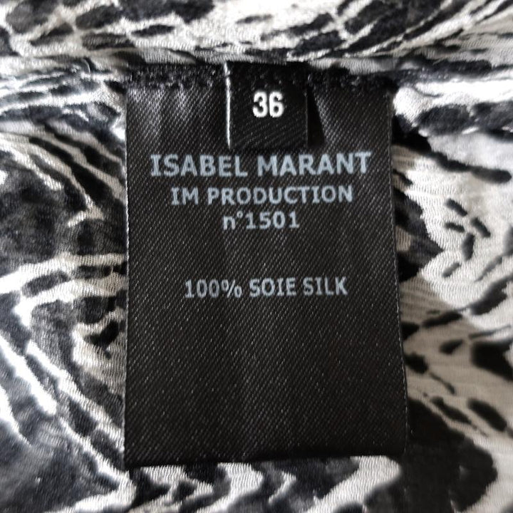 Isabel Marant Blouse Myriam Black/White Chevron Print Pleated Chiffon Size 36 available at CelebrityOwned.com img_7