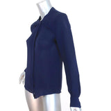 Isabel Marant Blouse Navy Silk Size 36 Long Sleeve Covered Placket Top available at CelebrityOwned.com img_2