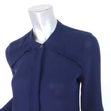 Isabel Marant Blouse Navy Silk Size 36 Long Sleeve Covered Placket Top available at CelebrityOwned.com img_3