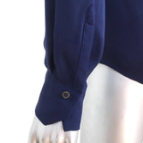 Isabel Marant Blouse Navy Silk Size 36 Long Sleeve Covered Placket Top available at CelebrityOwned.com img_6