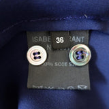 Isabel Marant Blouse Navy Silk Size 36 Long Sleeve Covered Placket Top available at CelebrityOwned.com img_9