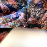 Isabel Marant Blouse Navy/Multi Ruched Floral Print Lame Size 36 V-Neck Top available at CelebrityOwned.com img_6