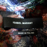 Isabel Marant Blouse Navy/Multi Ruched Floral Print Lame Size 36 V-Neck Top available at CelebrityOwned.com img_7