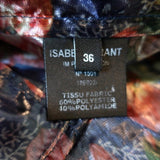 Isabel Marant Blouse Navy/Multi Ruched Floral Print Lame Size 36 V-Neck Top available at CelebrityOwned.com img_8