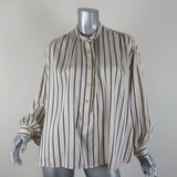 Isabel Marant Blouse Olda Ecru Striped Satin Size 36 Long Sleeve Top available at CelebrityOwned.com img_1