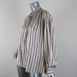 Isabel Marant Blouse Olda Ecru Striped Satin Size 36 Long Sleeve Top available at CelebrityOwned.com img_4