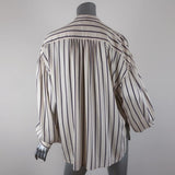 Isabel Marant Blouse Olda Ecru Striped Satin Size 36 Long Sleeve Top available at CelebrityOwned.com img_5