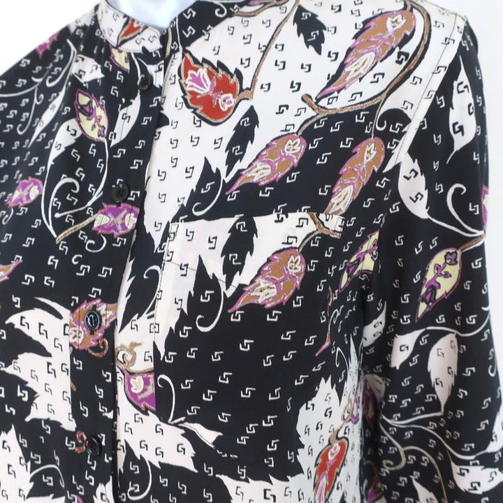 Isabel Marant Blouse Rusak Leaves Print Stretch Silk Size 36 Long Sleeve Top available at CelebrityOwned.com img_3