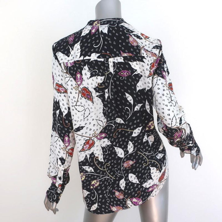 Isabel Marant Blouse Rusak Leaves Print Stretch Silk Size 36 Long Sleeve Top available at CelebrityOwned.com img_5