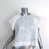 Isabel Marant Blouse Vlady White Eyelet-Embroidered Cotton Size 38 Ruffle Top available at CelebrityOwned.com img_1