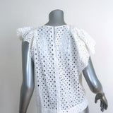 Isabel Marant Blouse Vlady White Eyelet-Embroidered Cotton Size 38 Ruffle Top available at CelebrityOwned.com img_5