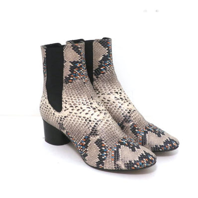 Isabel Marant Chelsea Boots Danelya Cream Snakeskin Print Leather Size 39 available at CelebrityOwned.com img_1