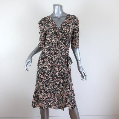 Isabel Marant Dress Arodie Black/Cream Ruched Printed Stretch Silk Size 38 available at CelebrityOwned.com img_1